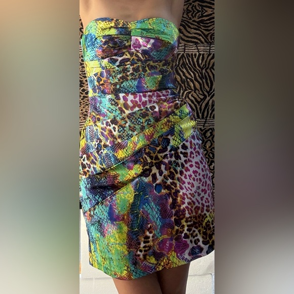 Teeze Me Leopard Strapless & Mini Dresses Sheer Multicolor (5) - Picture 3 of 10